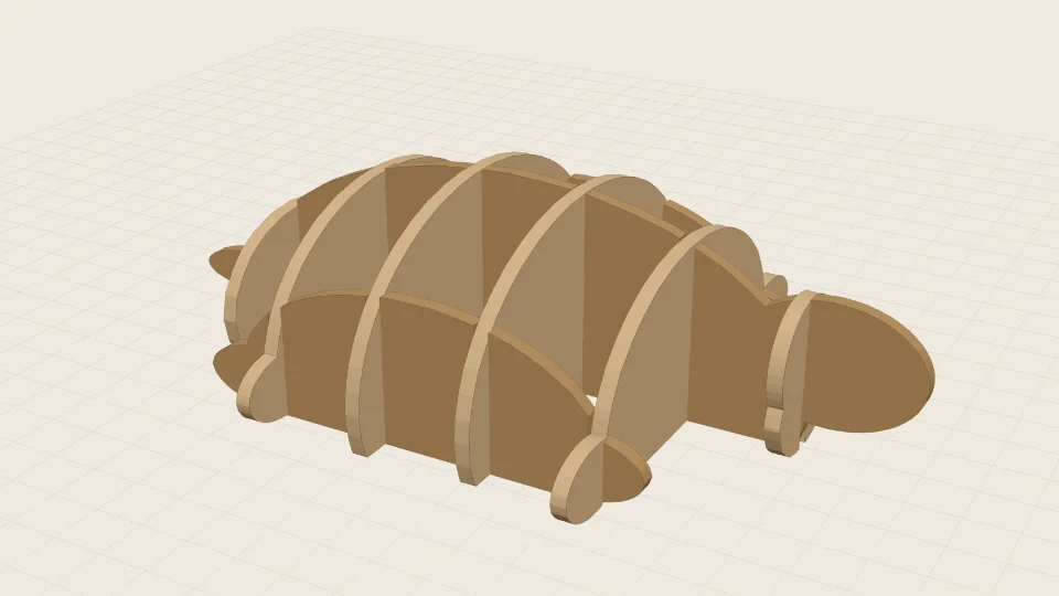 A turtle built from interlocking plywood cross-sections